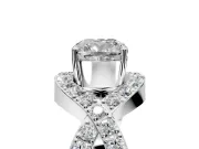 Halo Engagement Ring Setting for Cushion Cut Center with Pave Infinity Twist Band and Prong Head in Platinum