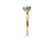 Hidden Halo Engagement Ring Setting for Fancy Blue Heart-Shaped Center with Thin Round-Wire Band and Prong Head in Yellow Gold