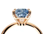 Minimalist Solitaire Engagement Ring Setting for Fancy Blue Cushion Cut Center with Thin Band and Prong Head in Rose Gold