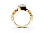 Milgrain Bezel Engagement Ring Setting for Princess Cut Center with Marquise Stations and Bezel Head in Yellow Gold