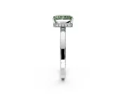 Hidden Halo Engagement Ring Setting for Fancy Green Radiant Cut Center with Wide Flat Plain Band and Prong Head in White Gold