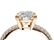 Solitaire Engagement Ring Setting for Cushion Cut Center with Multi-Row Pave Accents and Basket Head in Rose Gold