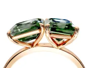 Fancy Green Asscher Cut and Emerald Cut Lab-Grown Diamond Toi et Moi Engagement Ring with Prong-Set Stones in Rose Gold