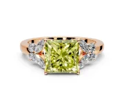 Solitaire Engagement Ring Setting for Fancy Yellow Princess Cut Center with Marquise Flower Shoulders and Prong Head in Rose Gold