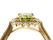 Milgrain Halo Engagement Ring Setting for Fancy Yellow Radiant Cut Center with Bezel Point Accents and Prong Head in Yellow Gold