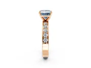 Solitaire Engagement Ring Setting for Fancy Blue Princess Cut Center with Channel-Set Accents and Prong Head in Rose Gold