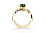 Solitaire Engagement Ring Setting for Fancy Green Round Cut Center with Marquise Accent Twist Band and Prong Head in Yellow Gold