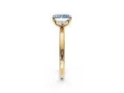 Hidden Halo Engagement Ring Setting for Fancy Blue Radiant Cut Center with Thin Rounded Band and Prong Head in Yellow Gold
