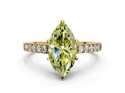 Solitaire Engagement Ring Setting for Fancy Yellow Marquise Center with Crossover Accents and Prong Head in Yellow Gold