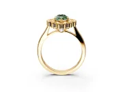 Cluster Halo Engagement Ring Setting for Fancy Green Marquise Center with Milgrain Bezel Accents and Prong Head in Yellow Gold