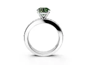 Solitaire Engagement Ring Setting for Fancy Green Round Cut Center with Channel-Set Accents and Prong Head in Sterling Silver