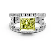 Solitaire Engagement Ring Setting for Fancy Yellow Princess Cut Center with Wide-Open Split Shank and Prong Head in Sterling Silver