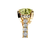Solitaire Engagement Ring Setting for Fancy Yellow Round Cut Center with Widening Pave Band and Claw Prong Head in Yellow Gold