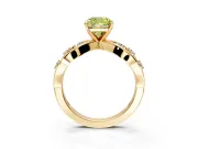 Solitaire Engagement Ring Setting for Fancy Yellow Cushion Cut Center with Criss-Cross Accent Band and Prong Head in Yellow Gold