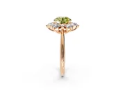 Small-Accent Cluster Halo Engagement Ring Setting for Fancy Yellow Round Cut Center with Plain Band and Prong Head in Rose Gold