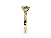 Side Accent Engagement Ring Setting for Fancy Green Pear-Shaped Center with Accent Shoulders and Prong Head in Yellow Gold