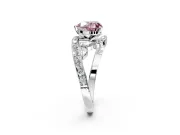 Solitaire Engagement Ring Setting for Fancy Pink Heart-Shaped Center with Pave Bypass Twist Band and Prong Head in White Gold