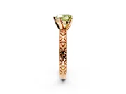 Solitaire Engagement Ring Setting for Fancy Yellow Heart-Shaped Center with XO Engraved Band and Prong Head in Rose Gold