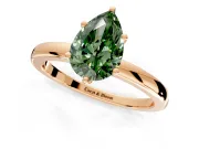 Solitaire Engagement Ring Setting for Fancy Green Pear-Shaped Center with Plain Band and Tulip Prong Head in Rose Gold