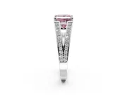 Split Shank Engagement Ring Setting for Fancy Pink Princess Cut Center with Pave Split Shank and Prong Head in Sterling Silver