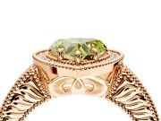 Milgrain Halo Engagement Ring Setting for Fancy Yellow Heart-Shaped Center with Pave Band and Prong Head in Rose Gold
