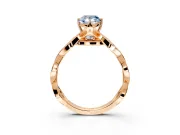Solitaire Engagement Ring Setting for Fancy Blue Pear-Shaped Center with Accented Twist Band and Leaf Prong Head in Rose Gold