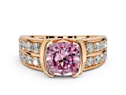 Bezel Engagement Ring Setting for Fancy Pink Cushion Cut Center with Wide Channel-Set Band and Bezel Head in Rose Gold