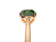 Solitaire Engagement Ring Setting for Fancy Green Cushion Cut Center with Narrow Cathedral Band and Prong Head in Rose Gold