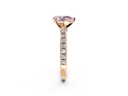 Solitaire Engagement Ring Setting for Fancy Pink Pear-Shaped Center with Single Row Accent Band and Prong Head in Rose Gold