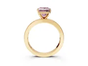 Solitaire Engagement Ring Setting for Fancy Pink Princess Cut Center with Channel Baguette Band and Prong Head in Yellow Gold
