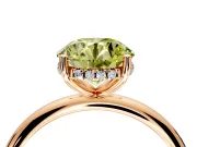 Hidden Halo Engagement Ring Setting for Fancy Yellow Round Cut Center with Thin Round-Wire Band and Prong Head in Rose Gold