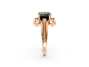Solitaire Engagement Ring Setting for Fancy Green Princess Cut Center with Twisted Band and Scroll Prong Head in Rose Gold