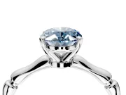 Solitaire Engagement Ring Setting for Fancy Blue Oval Center with Bamboo Band and Prong Head in Sterling Silver
