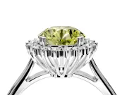 Starburst Halo Engagement Ring Setting for Fancy Yellow Round Cut Center with Thin Round-Wire Band and Prong Head in Platinum