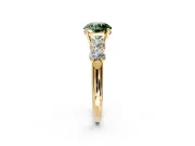 5 Stone Engagement Ring Setting for Fancy Green Round Cut Center with Graduated Accents and Prong Head in Yellow Gold