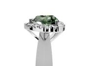 Halo Engagement Ring Setting for Fancy Green Heart-Shaped Center with Square Band and Prong Head in Sterling Silver