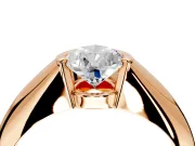 Tension Engagement Ring Setting for Pear-Shaped Center with Wide Tapered Band and Tension Head in Rose Gold