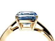 Solitaire Engagement Ring Setting for Fancy Blue Asscher Cut Center with Plain Bypass Twist Band and Prong Head in Yellow Gold