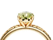 Solitaire Engagement Ring Setting for Fancy Yellow Pear-Shaped Center with Scrollwork Band and Prong Head in Yellow Gold