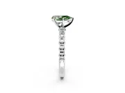 Solitaire Engagement Ring Setting for Fancy Green Pear-Shaped Center with Bezel-Dot Beaded Band and Prong Head in Platinum