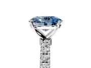 Open Basket Engagement Ring Setting for Fancy Blue Oval Center with Pave Band and Prong Head in Platinum