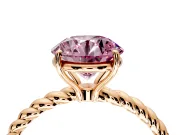 Solitaire Engagement Ring Setting for Fancy Pink Round Cut Center with Plain Twisted Rope Band and Prong Head in Rose Gold