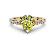 Solitaire Engagement Ring Setting for Fancy Yellow Pear-Shaped Center with Crossover Accents and Prong Head in Yellow Gold