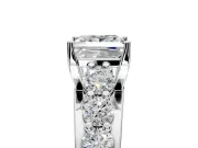 Solitaire Engagement Ring Setting for Princess Cut Center with Graduated Shared Prongs and Prong Head in Sterling Silver