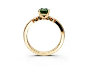 Solitaire Engagement Ring Setting for Fancy Green Emerald Cut Center with Beaded Shoulders and Prong Head in Yellow Gold