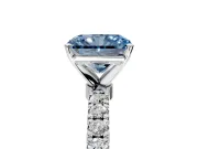 Open Basket Engagement Ring Setting for Fancy Blue Radiant Cut Center with Pave Band and Prong Head in Platinum