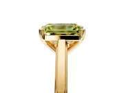 Solitaire Engagement Ring Setting for Fancy Yellow Emerald Cut Center with Flat-Sided Plain Band and Prong Head in Yellow Gold