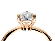 Minimalist Solitaire Engagement Ring Setting for Pear-Shaped Center with Thin Band and Prong Head in Rose Gold