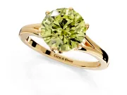 Solitaire Engagement Ring Setting for Fancy Yellow Round Cut Center with Plain Split Shank and Prong Head in Yellow Gold