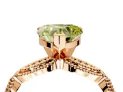 Solitaire Engagement Ring Setting for Fancy Yellow Heart-Shaped Center with Marquise Panel Band and Prong Head in Rose Gold